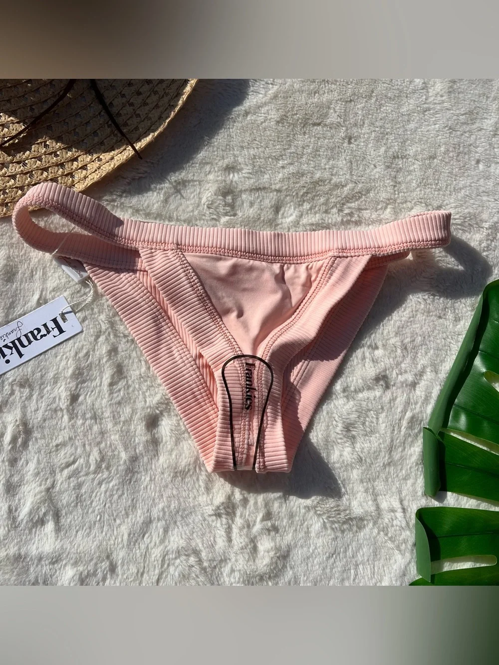 Frankie's Bikinis Cole Light Pink Ribbed Bikini Bottom
